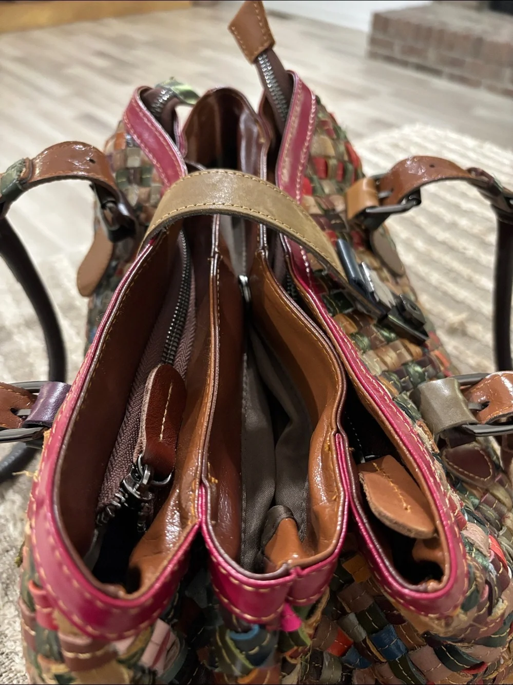 Multi-color Leather Hand-woven Handbag Shoulder Purse Bags Unbranded